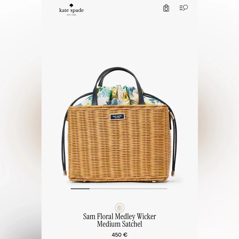 Kate Spade Sam Floral Medley Wicker Medium Satchel - Picture 1 of 8